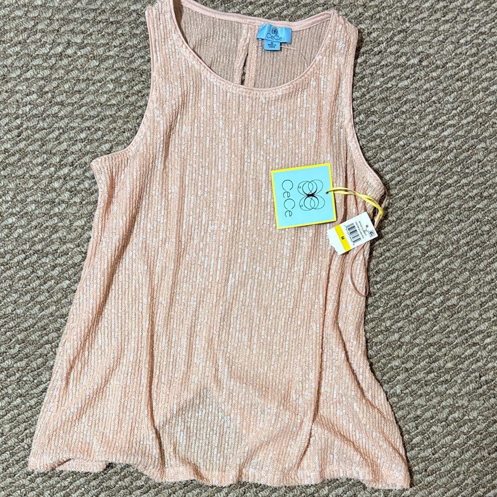 CeCe Women's Light Pink Shimmer Tank Top